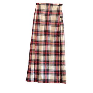 VTG Glenisla Classics Skirt Long Kilt Plaid Pleated Pure Wool Women 12 Costume S